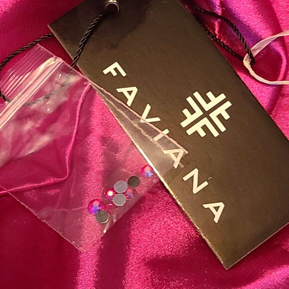 New Faviana 9524 (20) Raspberry V-Neck Jeweled Bodice Lace Up Back Maxi Gown - Picture 10 of 14